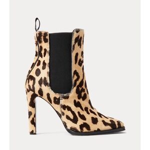 New Ralph Lauren Purple Label Zoie Chelsea Leopard Stiletto Ankle Boots US 8.5